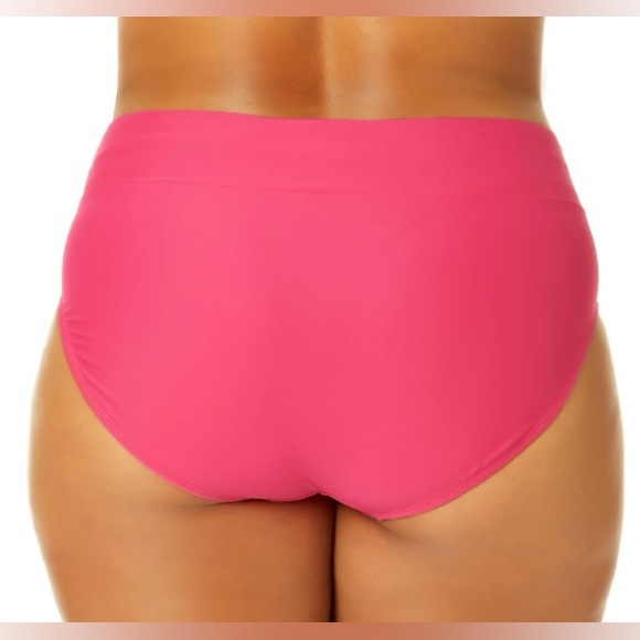 Time and Tru Women 3X Swimsuit Bottom Summer Fuchsia Pink Smocked High Waist New - Picture 3 of 4